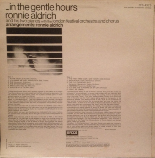 Ronnie Aldrich And His Two Pianos With The London Festival Orchestra And The London Festival Chorus - ...In The Gentle Hours | Decca (PFS 4329)