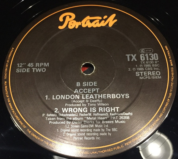 Accept - Midnight Mover (EP) [Vinyl] | Portrait (TX 6130) - 4