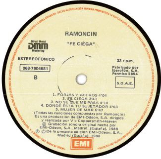 Ramoncín - Fe Ciega | EMI (068-7904681) - 4