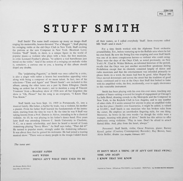 Stuff Smith - Stuff Smith | Verve Records (2304 536) - 2
