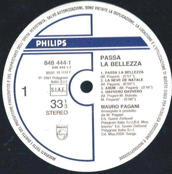 Mauro Pagani - Passa La Bellezza | Philips (848 444-1) - 2 Mauro Pagani - Passa La Bellezza | Philips (848 444-1) - 2