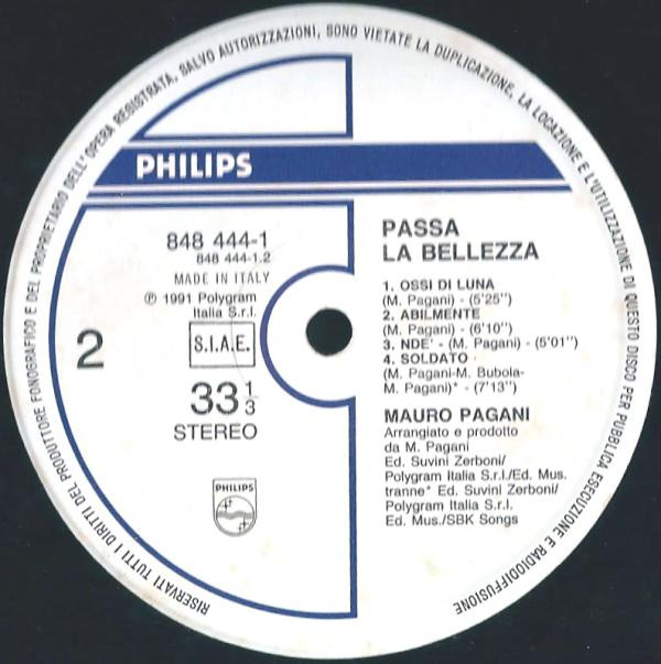 Mauro Pagani - Passa La Bellezza | Philips (848 444-1) - 3 Mauro Pagani - Passa La Bellezza | Philips (848 444-1) - 3