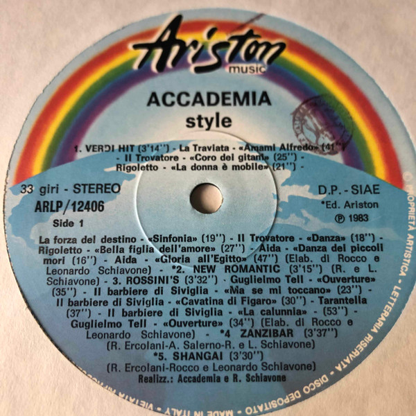 Accademia - Accademia Style | Ariston Music (ARLP 12406)