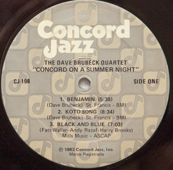 The Dave Brubeck Quartet - Concord On A Summer Night | Concord Jazz (CJ-198) - 4