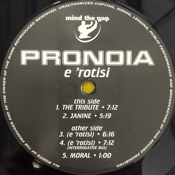 Pronoia - E 'Rotisi | Groove Attack Productions (GAP 00111) - 3
