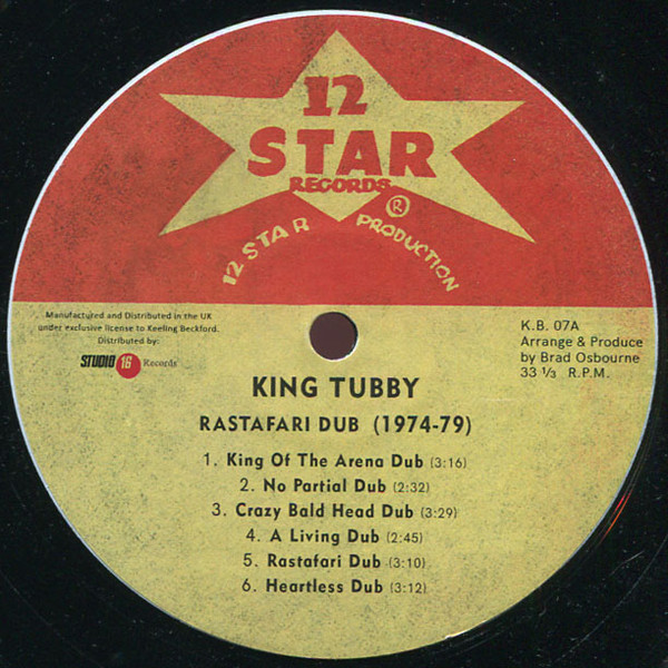 King Tubby - King Tubby's "Rastafari Dub" (1974 - 1979) | 12 Star Records (KB-07) - 3