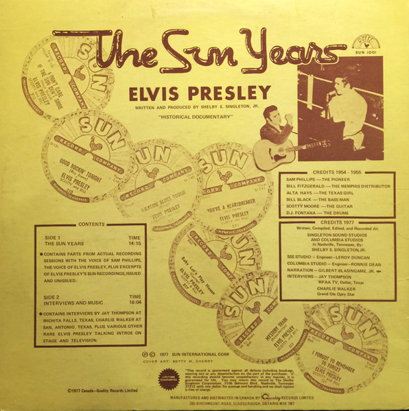 Elvis Presley - Interviews And Memories Of: The Sun Years [Vinyl] | Sun (SUN 1001) - 2