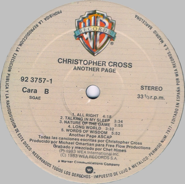 Christopher Cross - Another Page | Warner Bros. Records (92 3757-1) - 4