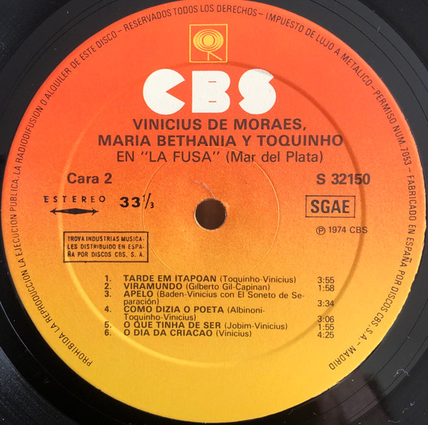 Vinicius De Moraes / Maria Bethânia Y Toquinho - En "La Fusa" (Mar Del Plata) | CBS (S 32150) - 4