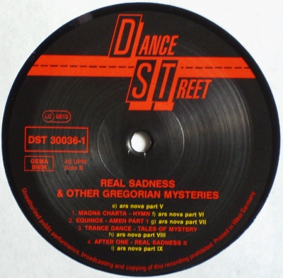 Various - Real Sadness & Other Gregorian Mysteries | Dance Street (DST 30036-1) - 4