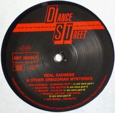 Various - Real Sadness & Other Gregorian Mysteries | Dance Street (DST 30036-1) - 3
