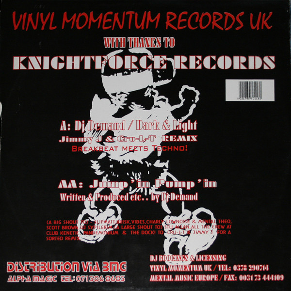 DJ Demand - Dark & Light (Jimmy J & Cru-L-T Remix) / Jump' In Pump' In | Vinyl Momentum Records UK (DJD 4) - 4