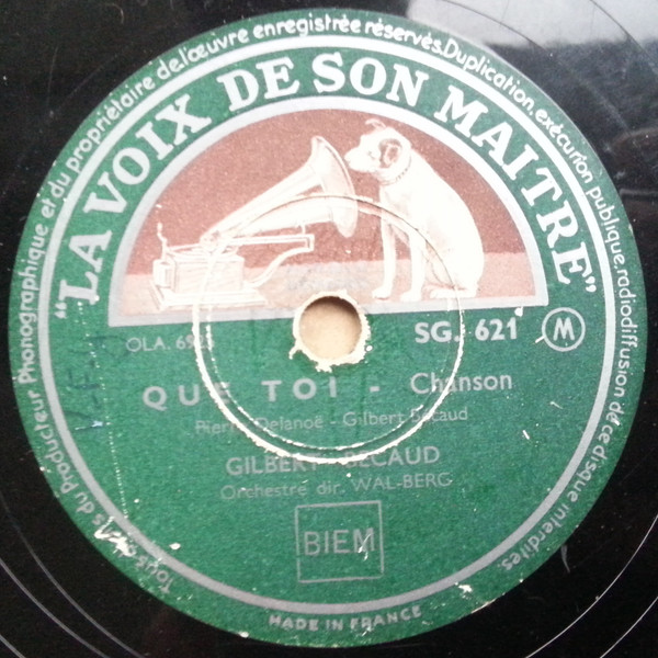 Gilbert Bécaud - Je Veux Te Dire Adieu / Que Toi | La Voix De Son Maître (SG. 621) - 2