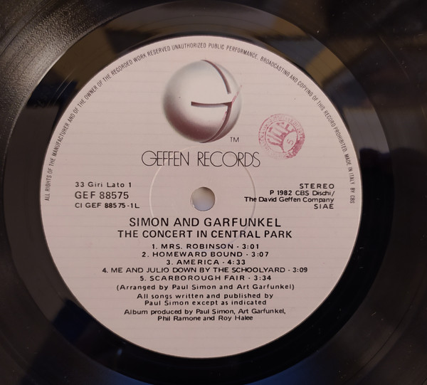 Simon & Garfunkel - The Concert In Central Park | Geffen Records (GEF 88575) - 4