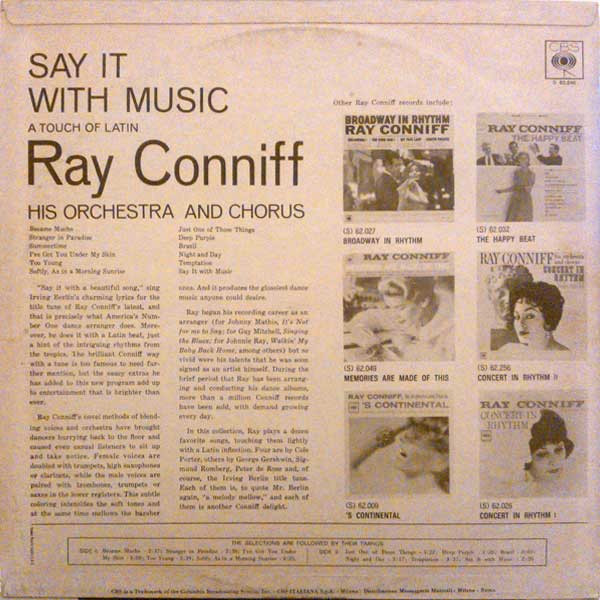 Ray Conniff And His Orchestra & Chorus - Say It With Music (A Touch Of Latin) | CBS (S 62.046)
