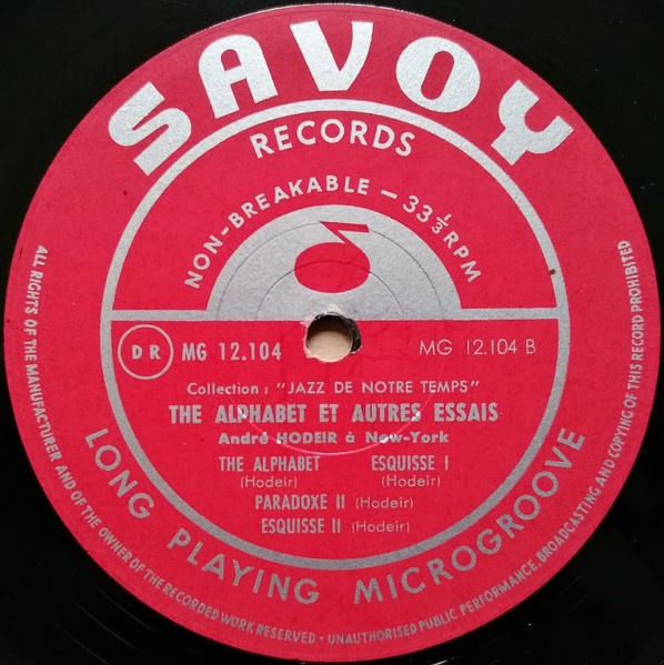 André Hodeir - The Alphabet Et Autres Essais / André Hodeir à New York | Savoy Records (MG 12104) - 4