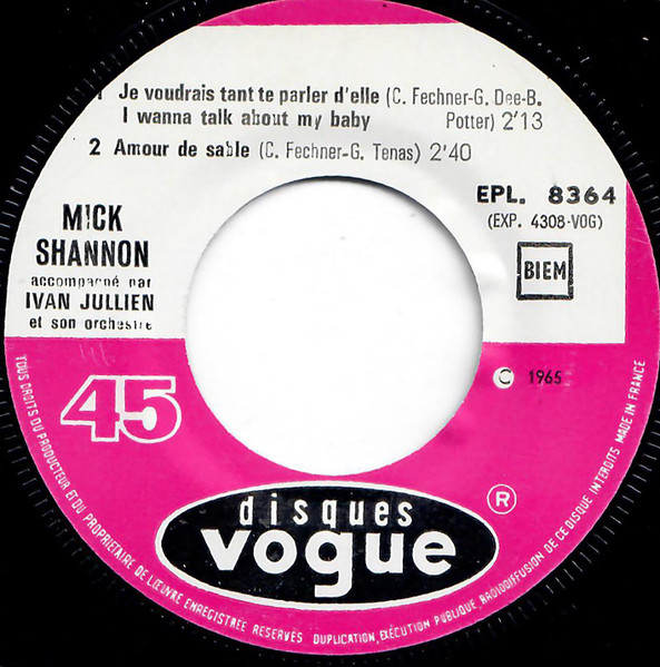 Mike Shannon - Je Voudrais Tant Te Parler D'elle | Disques Vogue (EPL 8364) - 3