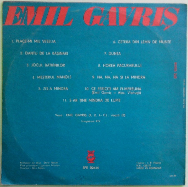 Emil Gavriș - Emil Gavriș | Electrecord (EPE 02414) - 2 Emil Gavriș - Emil Gavriș | Electrecord (EPE 02414) - 2