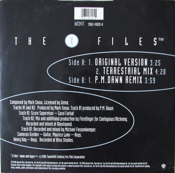 Mark Snow - The X-Files | Warner Bros. Records (W0341T) - 2