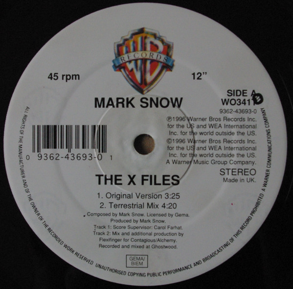 Mark Snow - The X-Files | Warner Bros. Records (W0341T) - 3