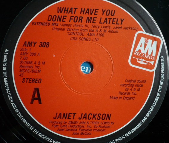 Janet Jackson - What Have You Done For Me Lately (Extended Mix) | A&M Records (AMY 308) - 3 Janet Jackson - What Have You Done For Me Lately (Extended Mix) | A&M Records (AMY 308) - 3