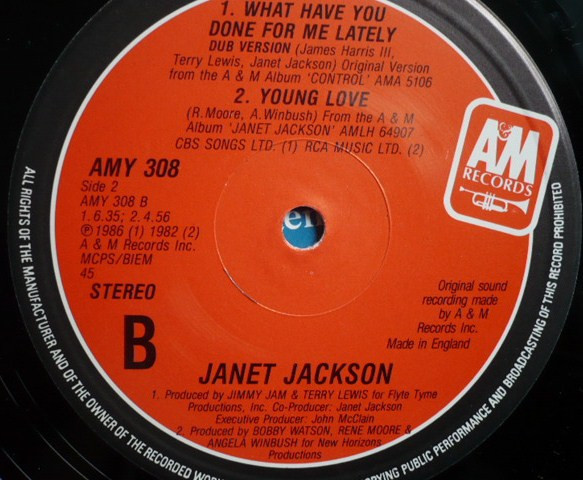 Janet Jackson - What Have You Done For Me Lately (Extended Mix) | A&M Records (AMY 308) - 4 Janet Jackson - What Have You Done For Me Lately (Extended Mix) | A&M Records (AMY 308) - 4