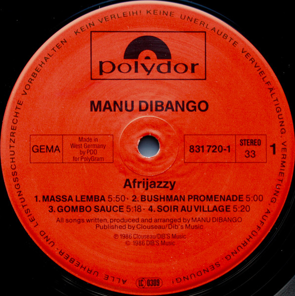 Manu Dibango - Afrijazzy | Polydor (831 720-1) - 3