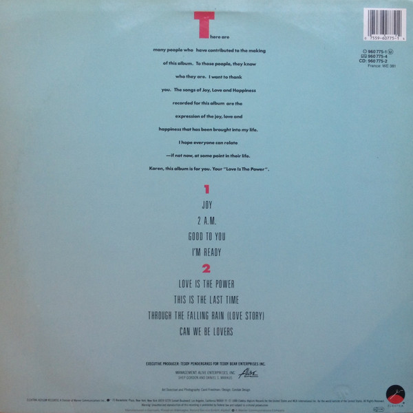 Teddy Pendergrass - Joy | Elektra (960 775-1) - 2