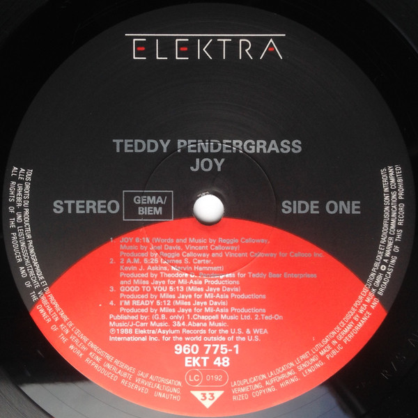 Teddy Pendergrass - Joy | Elektra (960 775-1) - 3