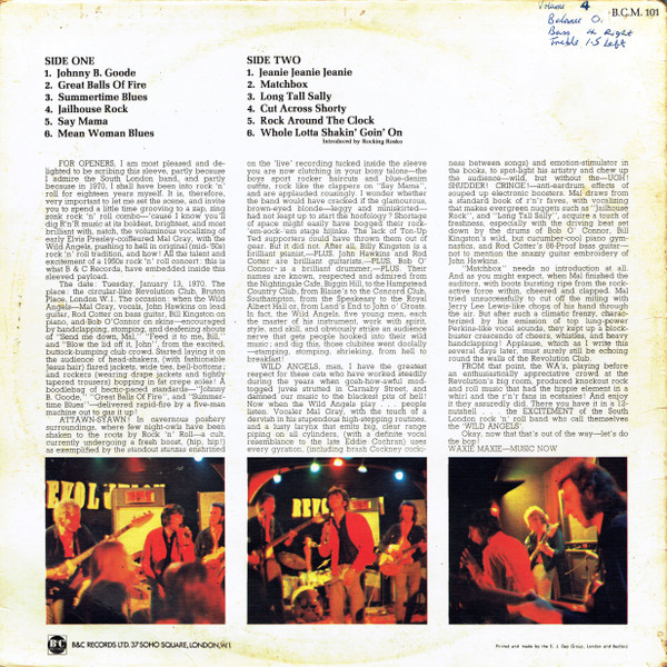 Wild Angels - Live At The Revolution | B & C Records (B.C.M. 101) - 4