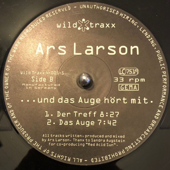 Ars Larson - ...Und Das Auge Hört Mit. | Wild Traxx (WT 4-005-5) - 2