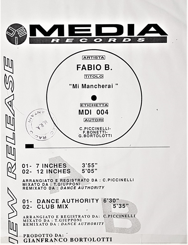 Fabio B. - Mi Mancherai | Media Italiana (MDI 004)