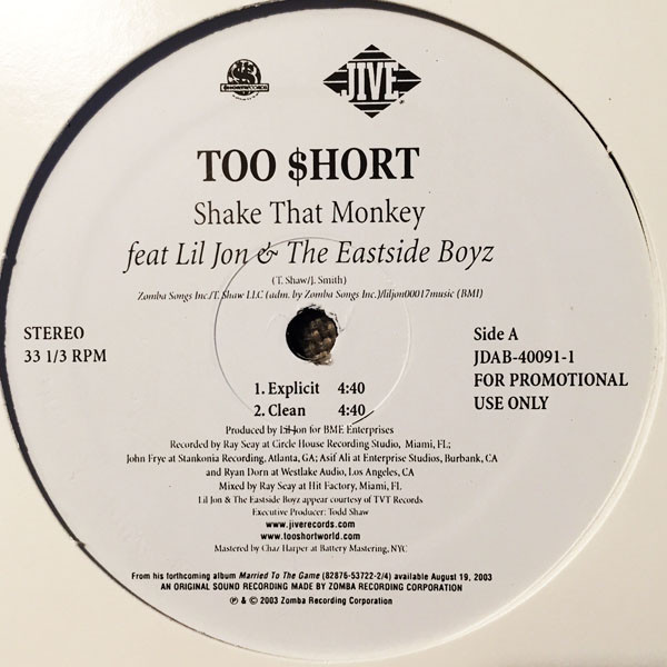 Too $hort - Shake That Monkey | Jive (JDAB-40091-1)