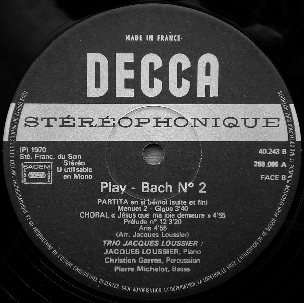 Jacques Loussier Trio - Play Bach Nº 2 | Decca (258.086) - 4
