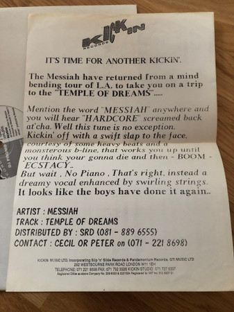 Messiah - Temple Of Dreams | Kickin Records (KICK 12)