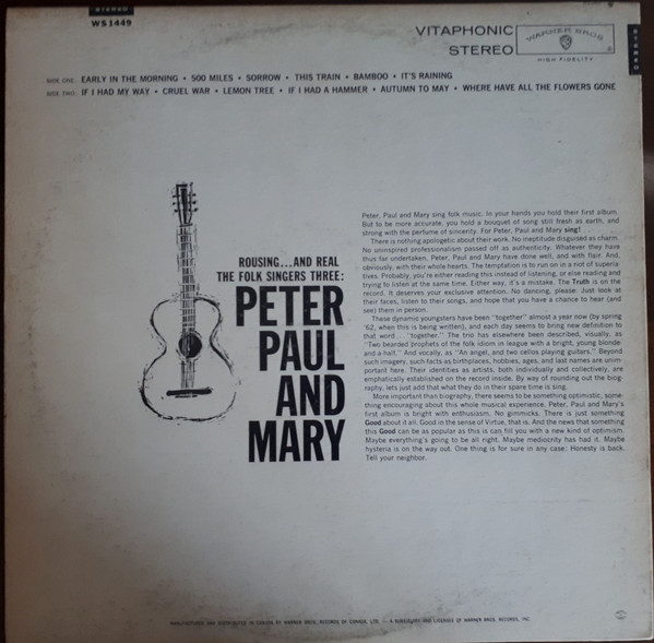 Peter, Paul & Mary - Peter, Paul And Mary | Warner Bros. Records (WS 1449) - 2