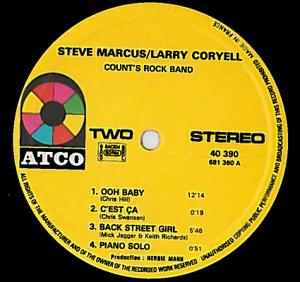 Steve Marcus , Larry Coryell - Count's Rock Band | Atlantic (40 390) - 4