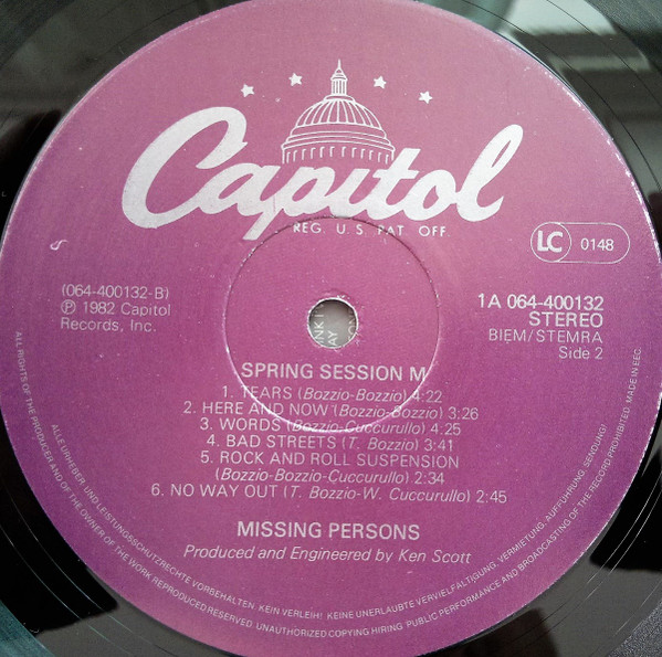 Missing Persons - Spring Session M | Capitol Records (064-400132) - 4