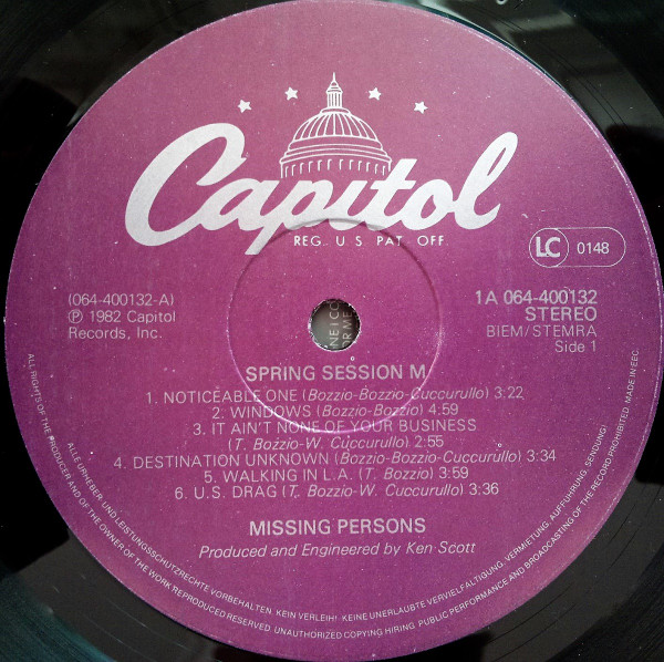 Missing Persons - Spring Session M | Capitol Records (064-400132) - 3
