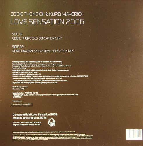Eddie Thoneick & Kurd Maverick - Love Sensation 2006 | All Around The World (12GLOBE531) - 2 Eddie Thoneick & Kurd Maverick - Love Sensation 2006 | All Around The World (12GLOBE531) - 2