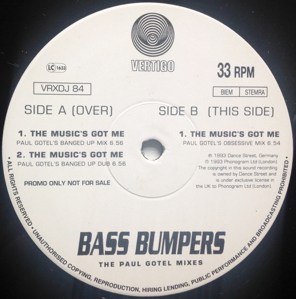 Bass Bumpers - The Music's Got Me | Vertigo (VERDJ 84) - 4
