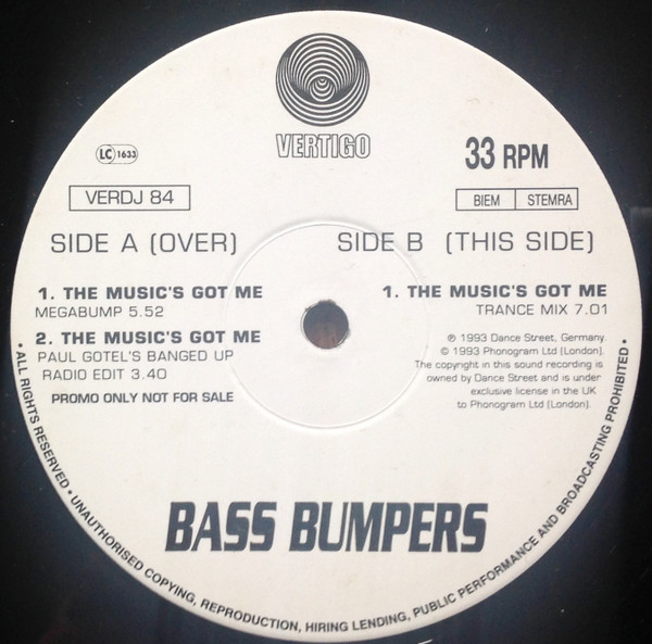 Bass Bumpers - The Music's Got Me | Vertigo (VERDJ 84) - 2