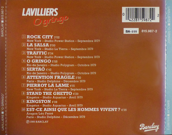 Bernard Lavilliers - O Gringo | Barclay (815.987-2) - 2
