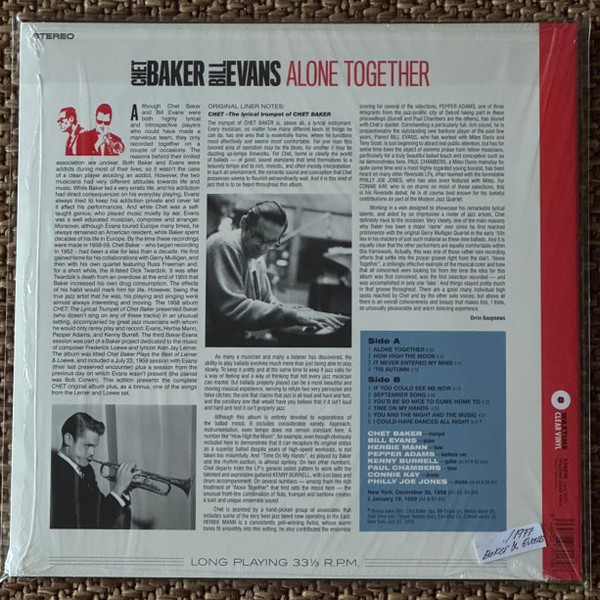 Chet Baker , Bill Evans - Alone Together | Waxtime Clear Vinyl (526016) - 2