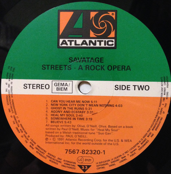 Savatage - Streets (A Rock Opera) | Atlantic (7567-82320-1) - 4