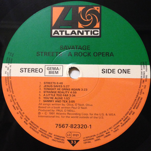 Savatage - Streets (A Rock Opera) | Atlantic (7567-82320-1) - 3