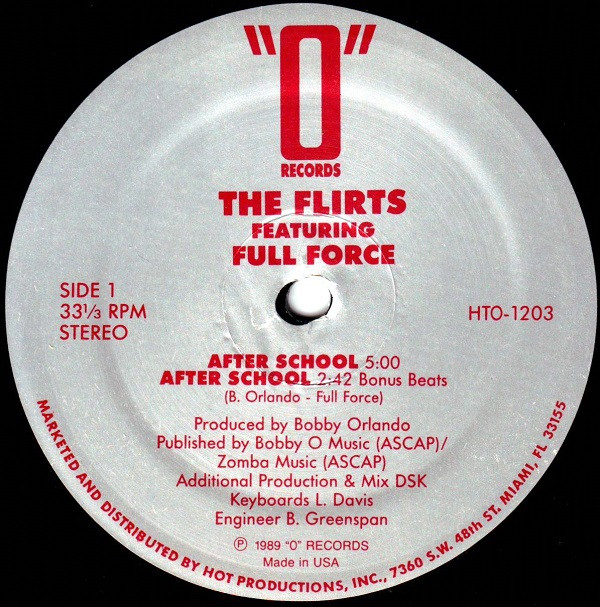 The Flirts Featuring Full Force - After School | "O" Records (HTO-1203)