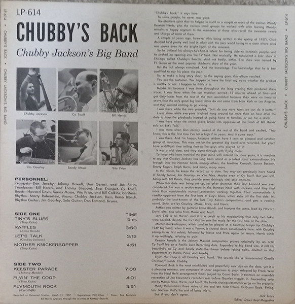 Chubby Jackson's Big Band - Chubby's Back! | Argo (LP-614) - 2