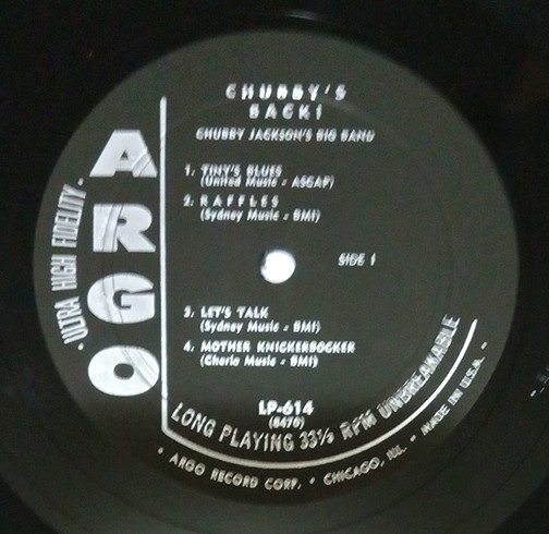 Chubby Jackson's Big Band - Chubby's Back! | Argo (LP-614) - 4