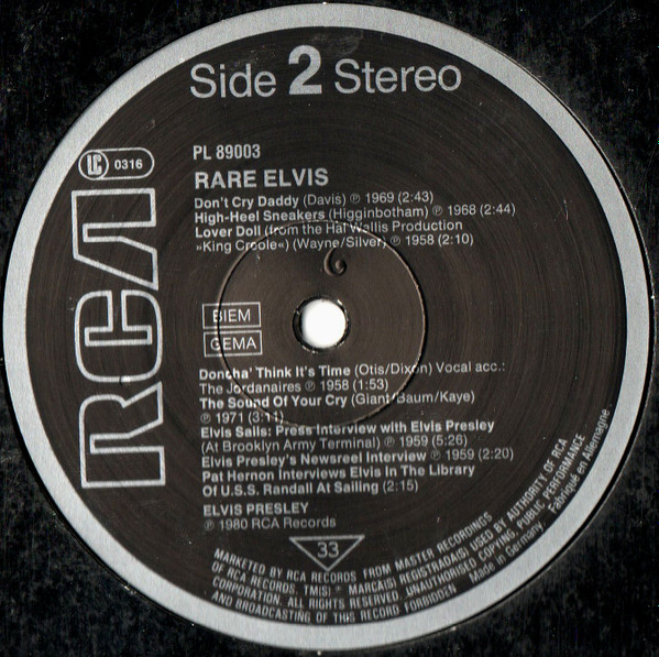 Elvis Presley - Rare Elvis | RCA (PL 89003) - 3 Elvis Presley - Rare Elvis | RCA (PL 89003) - 3